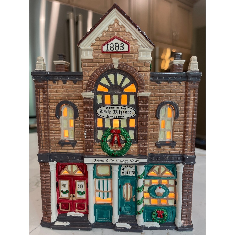 Dept 56 Snow Village Print Shop & Village News Daily Blizzard Newspaper 1992